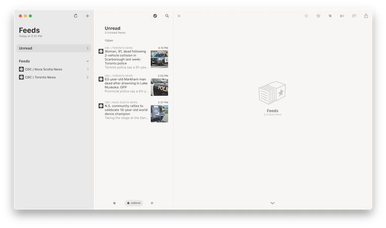 Screen showing a window of the Reeder Classic. Click for full size.